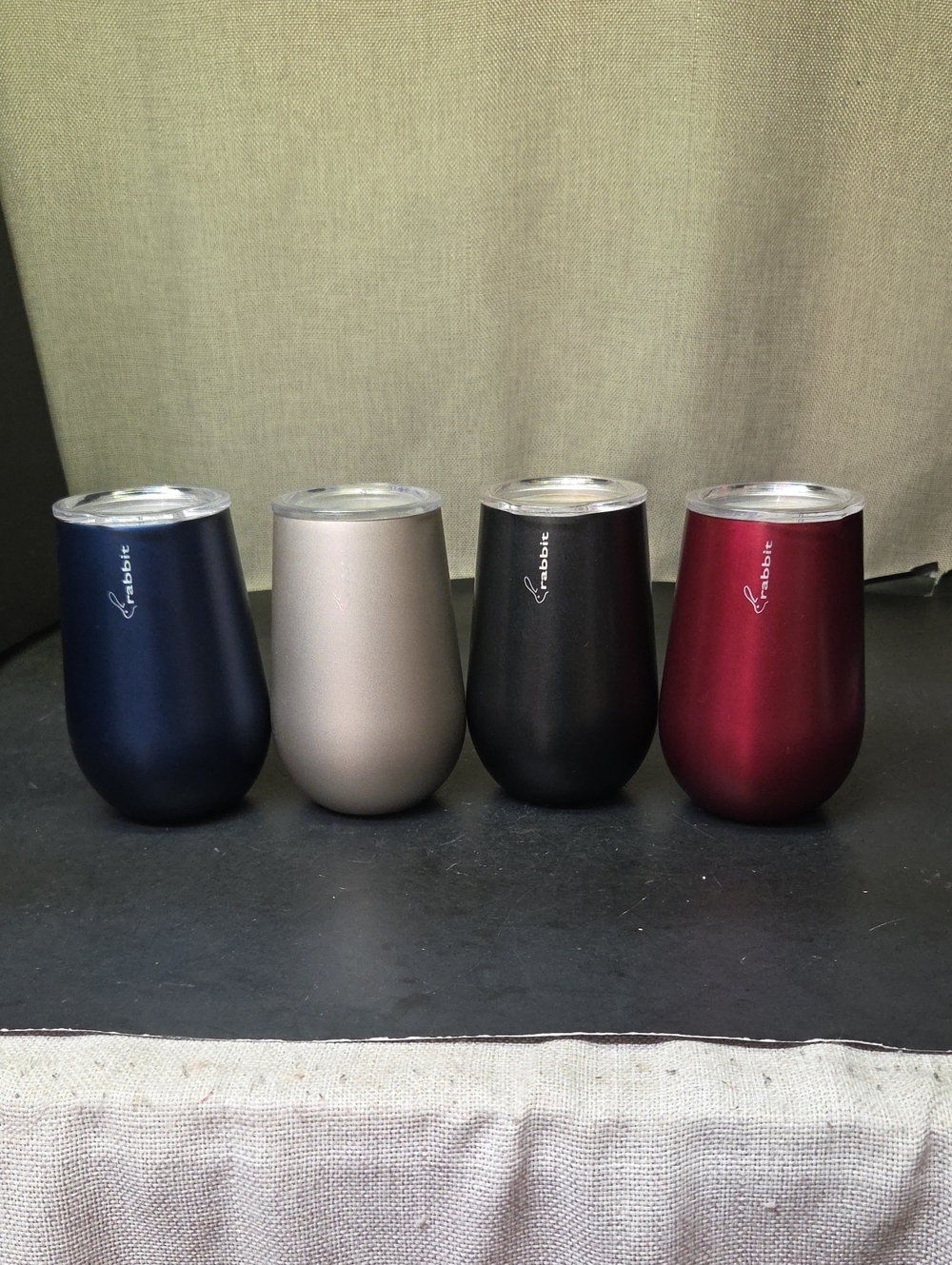 Rabbit tumbler set of 4 -12 oz double wall stainless steel wine tumblers